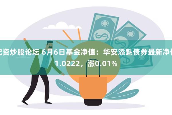 配资炒股论坛 6月6日基金净值：华安添魁债券最新净值1.0222，涨0.01%