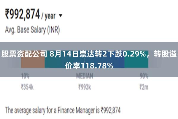 股票资配公司 8月14日崇达转2下跌0.29%，转股溢价率118.78%