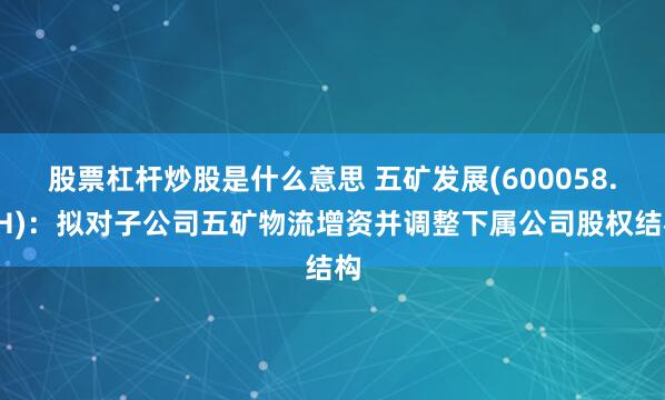 股票杠杆炒股是什么意思 五矿发展(600058.SH)：拟对子公司五矿物流增资并调整下属公司股权结构